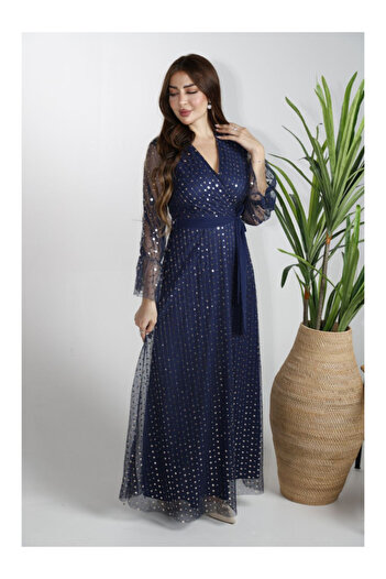 Bor Elegant navy blue evening dress