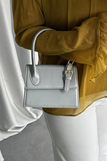 LEONAS Women's Hand and Shoulder Bag with Side Belt Detail Janice Silver