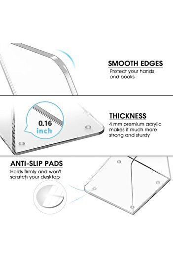 Generic Acrylic Bookends, Clear Heavy Duty Bookends For Shelves, Non-skid Book Holders (1 PAIR, LARGE)