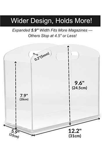 Generic Clear Acrylic Magazine Rack With Handles, Modern Organizer For Home And Office