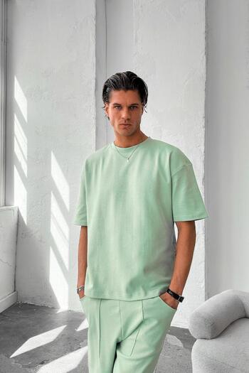 HAFKAGİYİM Μπλουζάκι Mint Green Cozy Premium Oversize