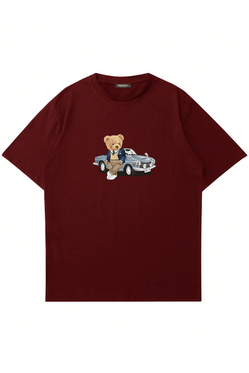 Mad&Calf Unisex Rich Teddy Printed Crew Neck Oversize Tshirt
