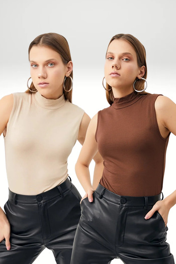 Bipantolon Women's Cream Bitter Brown 2-Piece Sleeveless Body