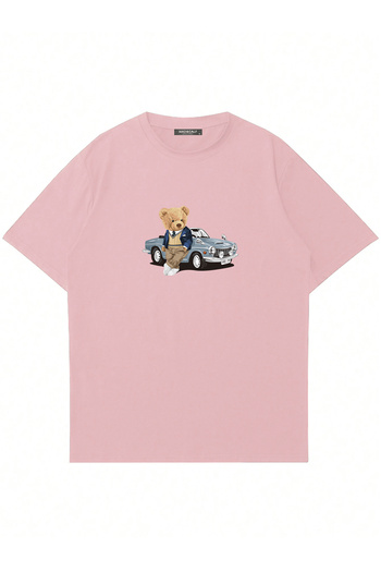 Mad&Calf Unisex Rich Teddy Printed Crew Neck Oversize Tshirt
