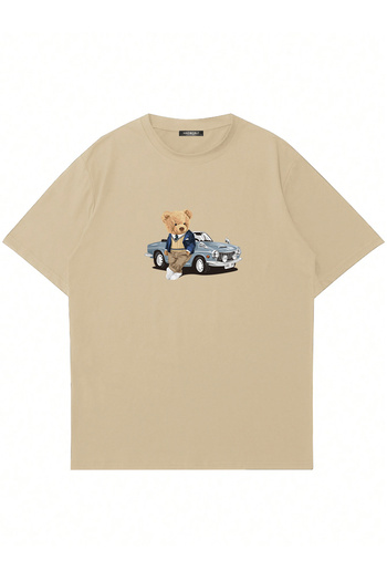 Mad&Calf Unisex Rich Teddy Printed Crew Neck Oversize Tshirt