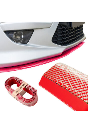 Avex Spoiler protection, front/rear rubber bumper extension, CARBON Red color