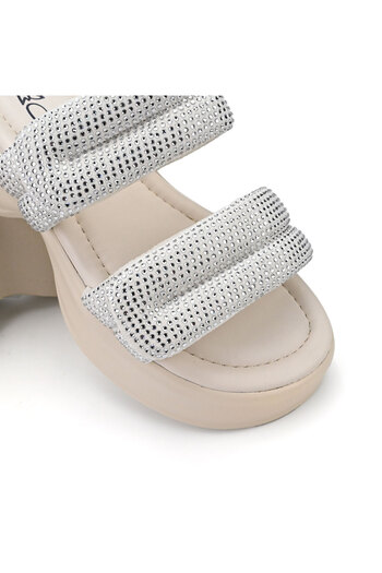 Tmall Women's Casual Slippers, Made Of Eco-leather, Sp110, Beige With Shiny Silver
