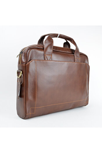 OEM Men's briefcase, Darius, genuine leather, Brown