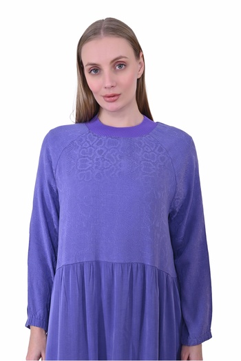 Invee Invee 7033 Patterned Modal Dress - Purple