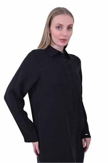 Invee Invee 7032 Silk Qupra Shirt Dress - Black