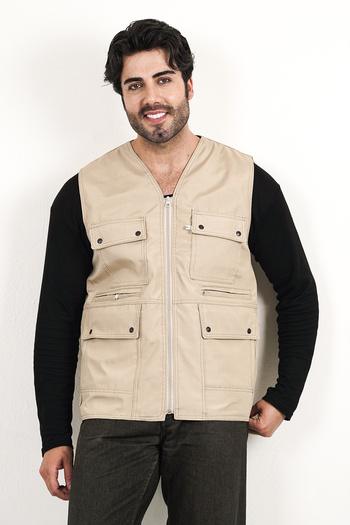 HeviStor Summer Vest Multi-Pocket Stylish Design Side Pocket Zippered
