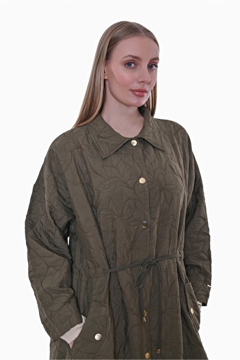 Invee Wide Fit Waist-Tied Quilted Cap - Khaki