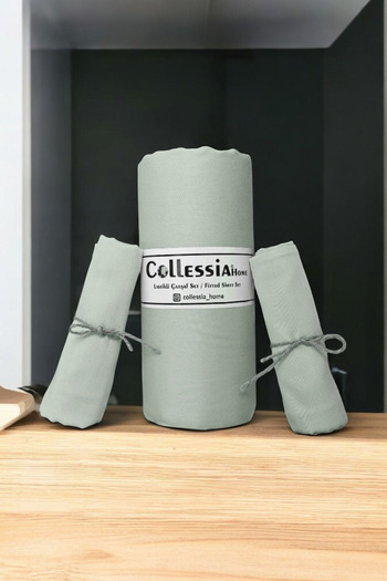 CollessiaHome 100% Cotton Satin Double Fitted Premium Fitted Sheet Set Sheet Set - Green