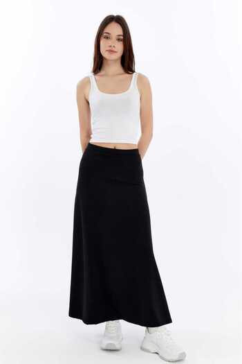 Maison La Femme Women's Dark Anthracite Flared Skirt