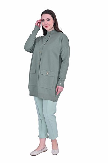 Invee Invee 7070 Wool Blended Knitwear Cardigan - Çağla