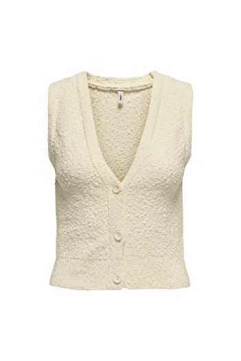 ONLY Cream Women's Vest Onlalvilda Sl Waistcoat Cc Knt