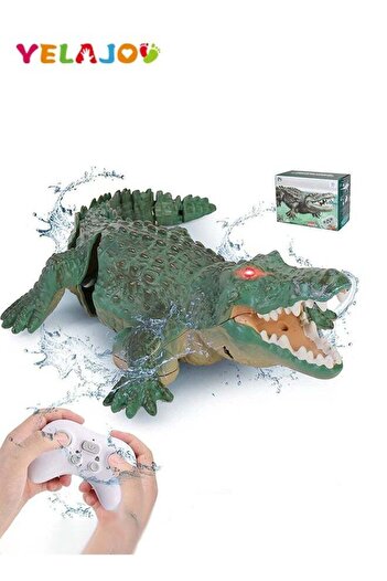 COOYA RC Crocodile Boat,Control Range of 100 Feet,Glowing Eyes,Lake & Pool Floating Toy for Kids Aged 3+