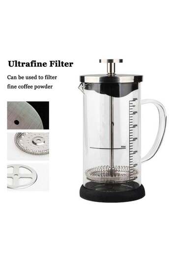COOYA 600ml French Press Coffee Maker,with Scale,Heat Resistant Clear Glass,Easily Detachable,for Home