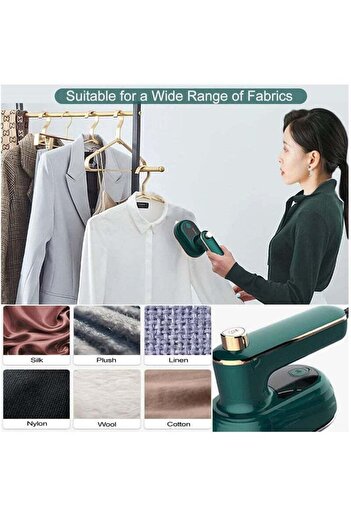 COOYA Portable Hand-Held Electric Steam Iron, foldable, quickly heat up, for outdoor and indoor, Green