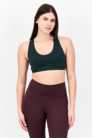 adidas Women Brand Logo Padded Sports Bra, Green