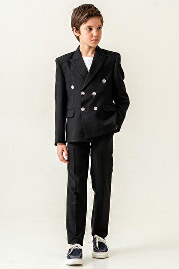 carino's kids Seersucker Double Breasted Boy's Suit Lycra