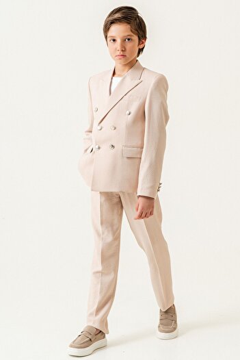 carino's kids Seersucker Double Breasted Boy's Suit Lycra