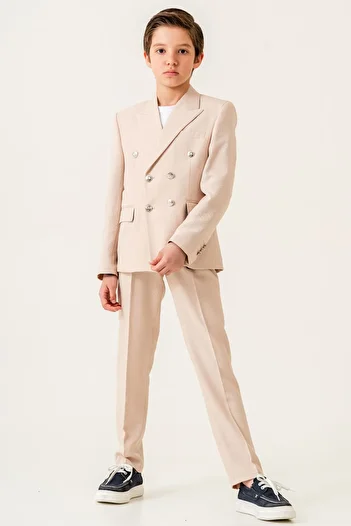 carino's kids Seersucker Double Breasted Boy's Suit Lycra