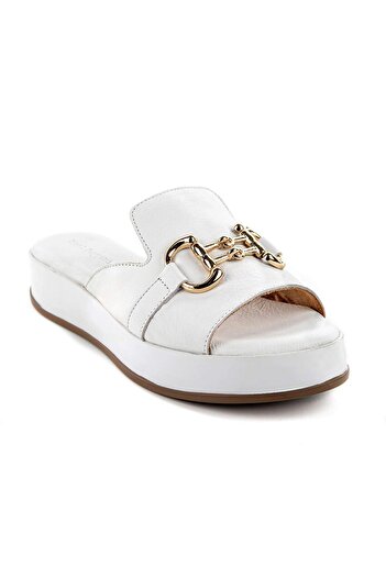 Hush Puppies Asan 624219 Γυναικείες Παντόφλες Γνήσιο Δερμάτινο Λευκό