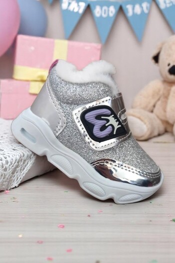 Poliva 744 Silver Lighted Plush Lightweight Comfortable Baby Girl Boots