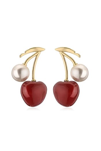 CHARMLUCKY Steel Cherry Pearl Earrings