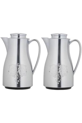 ALSAIF Coffee And Tea Vaccum Flask Set In Chrome / Leak-proof And Keeps Drinks Hot 1.0/1.0 Liter