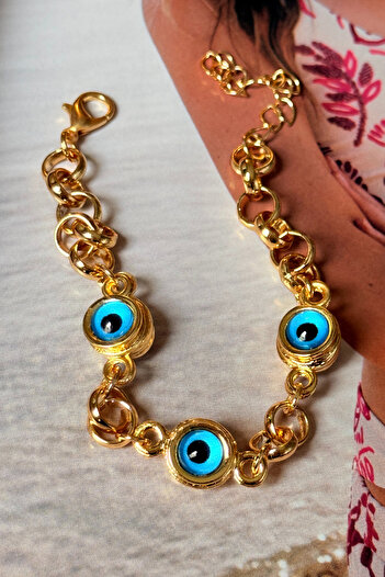 Trendy Butik Birbirine Geçmeli Zincir Nostalji Nazar Bileklik
