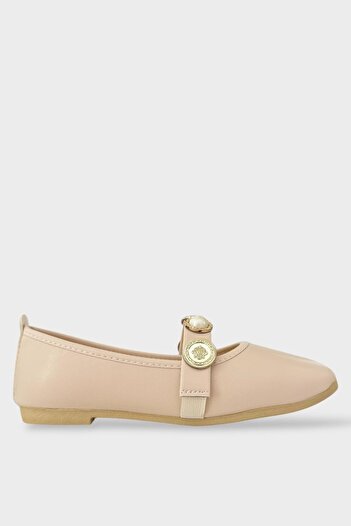 Liger Women's Pearl and Seal Accessory Banded Ballerinas Cream