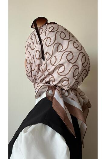 ESSLERA Brown Soft Scarf with Spiral Pattern
