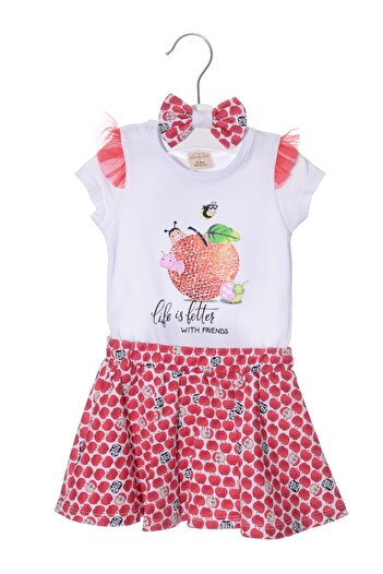 Mnk Apple Baby Girl Skirt Suit Red
