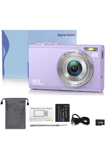 Choice Purple-32G TF Card 4K Digital Camera Autofocus Vlogging Camera HD 48MP with 2.8" Large Screen Camcor
