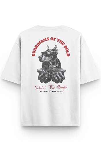 Overoz Doberman Dog Back Printed Semi Oversize T-Shirt 1193