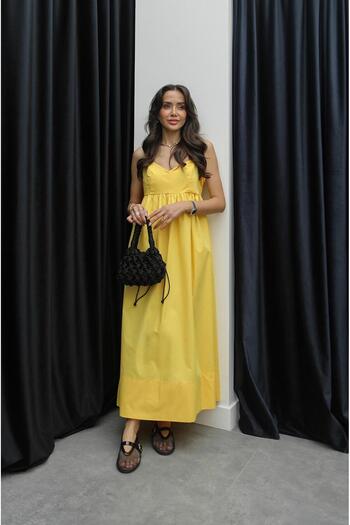 Havoş Yellow Feige Strappy Poplin Dress