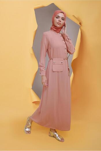Alvina Button Dress with Belt Detail 41736
