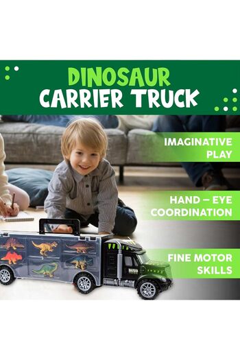 Yelajoy Monster Truck Toys,with 6 Mini Plastic Dinosaurs and one transport truck,for Kids 3+