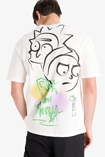DeFacto Rick and Morty Comfort Regular Fit Bequeme Passform Rundhals-Kurzarm-T-Shirt B5369AX25SP
