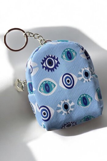 TAKIŞTIR Blue Color Eye Figured Keychain Wallet