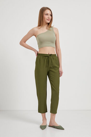 Arma Life Women's Elastic Waist Comfortable Khaki Carrot Pants