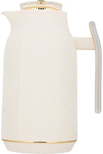 ALSAIF Deva Coffee And Tea Vaccum Flask In Ivory/gold / Leak-proof And Keeps Drinks Hot 1 Liter