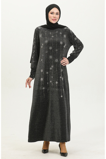 sefamerve Black Jewelled Glitter Dress - 0408-01