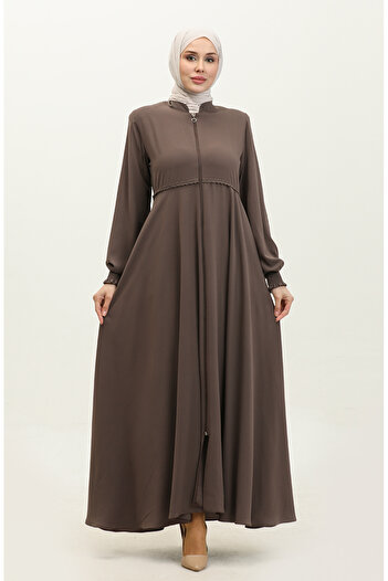 sefamerve Milk Coffee Mevlana Ferace - Lace Detailed 5069-08