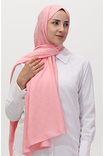 sefamerve Madame Mary Damla Jacquard Shawl 19085-11 Pink