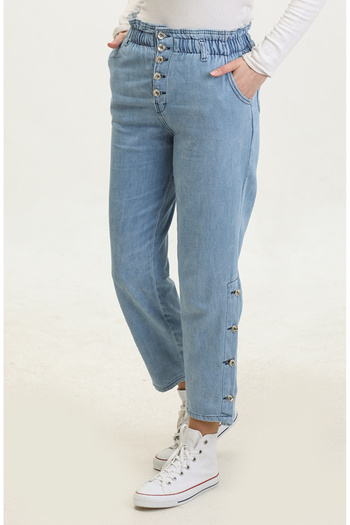 sefamerve Light Blue Mom Jean Buttoned Jeans -3100131-01