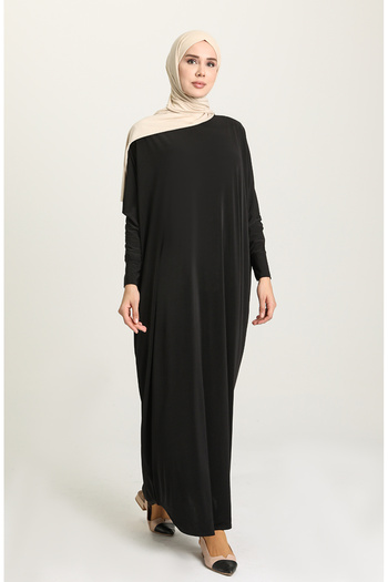 sefamerve 2000-02 Model Black Casual Bat Sleeve Dress