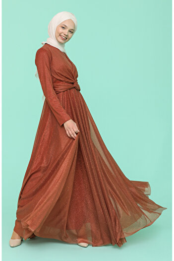 sefamerve Glitter Evening Dress 5397-01 Tile